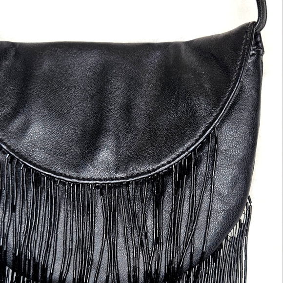 ARMANI EXCHANGE Genuine Leather Beaded Fringe Bag - Picture 5 of 10